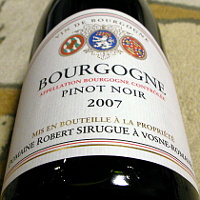 DOMAINE ROBERT SIRUGUE BOURGOGNE Pinot Noir 2007